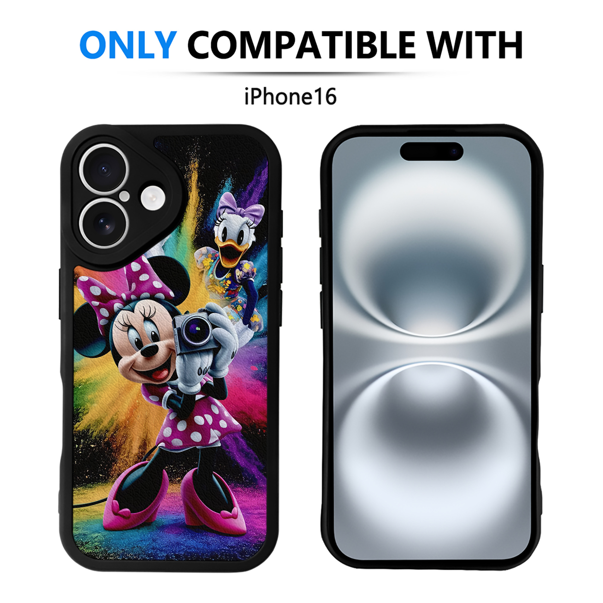 （画像用） ミッキーマウス Mickey Mouse 【iPhone 16シリーズ対応】シリコンスマホケース（レザー調） 材質：シリコン